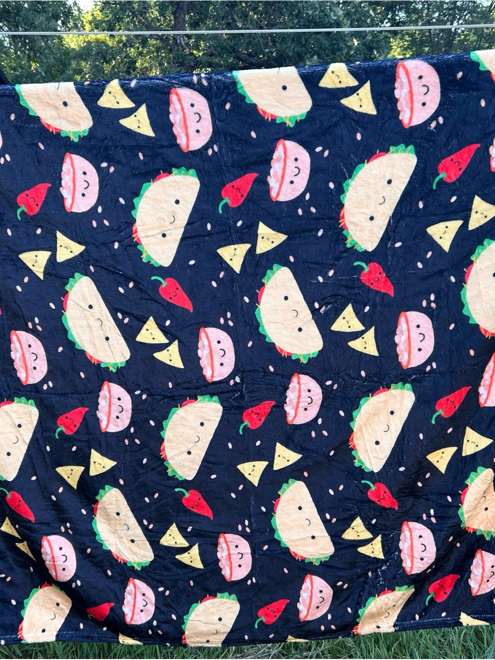 Playful Taco & Nacho Navy Throw Blanket